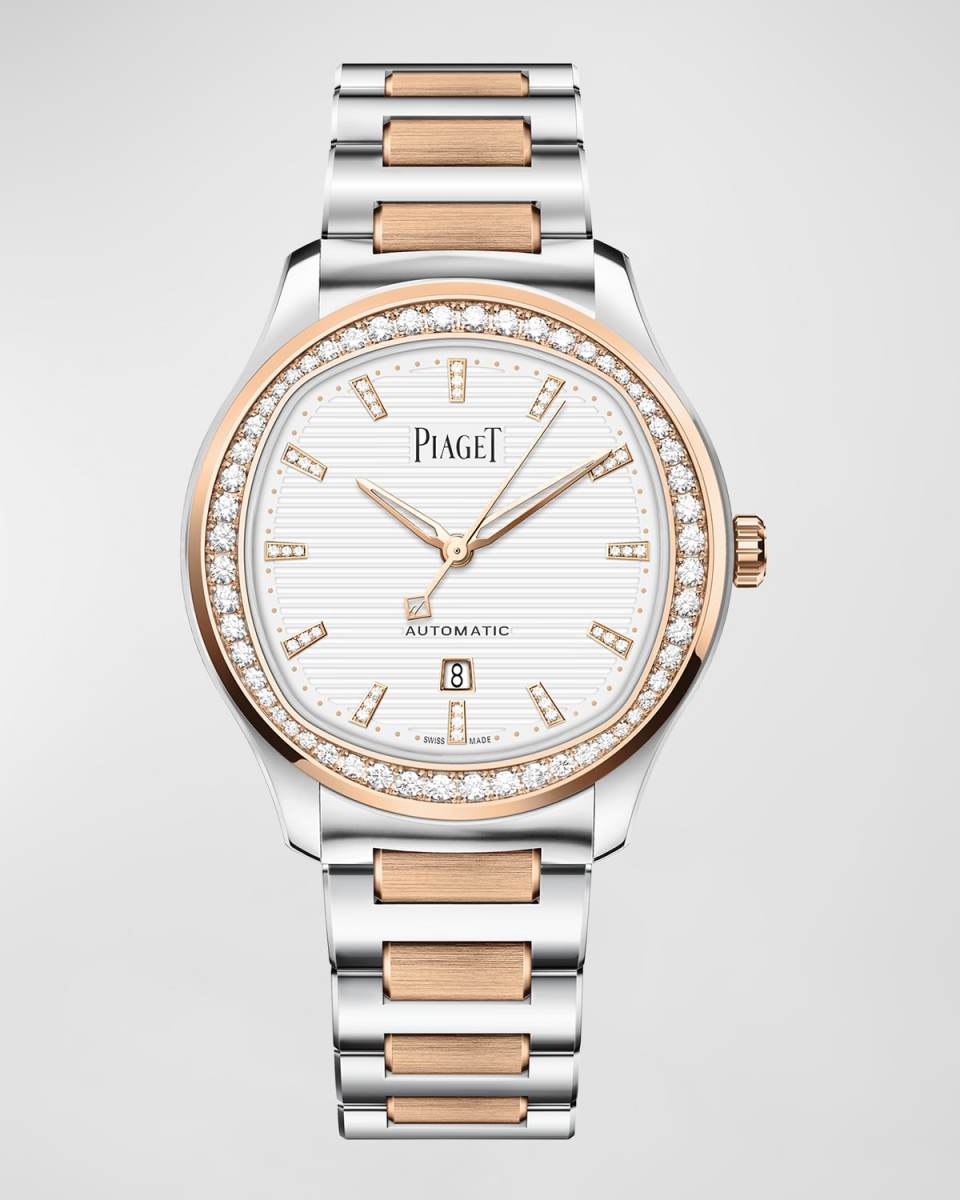 Polo Date 36mm Steel & 18K Rose Gold Diamond Bezel Watch